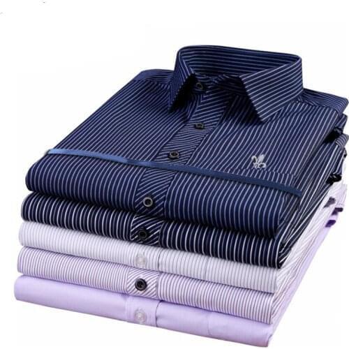 Dudalinas Male Striped Shirt Brand Clothing Pocket Mens Long Sleeve Shirt 2021 Summer Slim Fit Shirt Casual Shirt Men Clothes