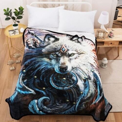 Cilected Super Soft Fleece Plush Throw Blanket 3D Wolf Sofa Thick Blanket For Adults Beds Couch Cover Decor blanket
