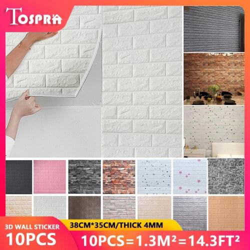 10 Pcs/Set DIY 3D Wall Stickers Imitation Brick Bedroom Decoration Waterproof Self Adhesive Wallpaper For Living Room Kitchen