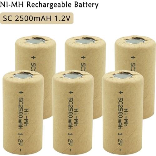 Nimh Ni Mh 1.2V 2500mah Rechargeable Power Tool Battery Cell SC Discharge Rate 10C-15C Replacement Batteries