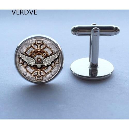 New Fashion handmade Cufflink Classic Style Angel Wings Picture dome glass Steampunk Art Picture High Quality Cufflink jewelry