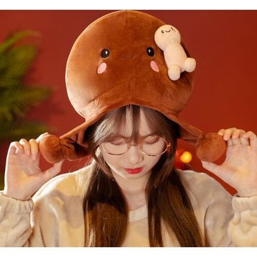 Creative New Funny Real Life Penis Hat Plush Toys Sexy Soft Stuffed Simulation Penis Hat Kawaii New Year Gift For Girlfriend