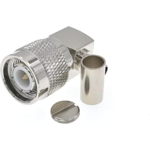 50pcs TNC Male Crimp Right Angle Connector For RG58 LMR195 RG400 RG142 Cable