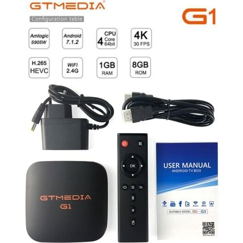 Original GTmedia G1 Smart TV Box 1GB/8GB 1080P HD H.265 4K for Google Youtube Support m3u enigma2 Pk Mi TV Box 2 3 Set Top Box