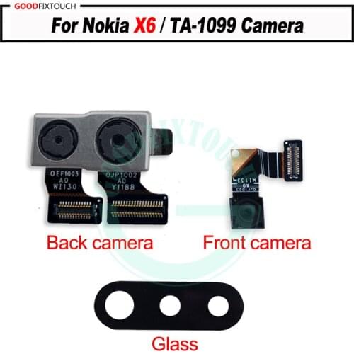 Original For Nokia X6 Back Rear Camera with front small cameraFor nokiaX6 TA-1099 camera + glass