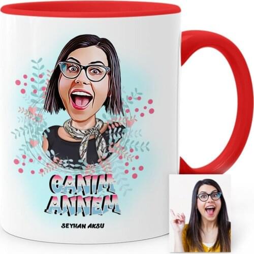 Personalized Dear Mum Cartoon Red Mug Cup