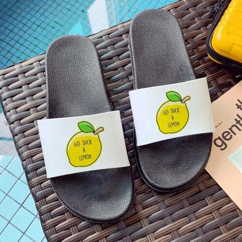 Shoes for women summer Kawaii Cartoon Lemon fruit Graphic Ladies Slippers Casual Indoor Outdoor sandals slipper plus size41