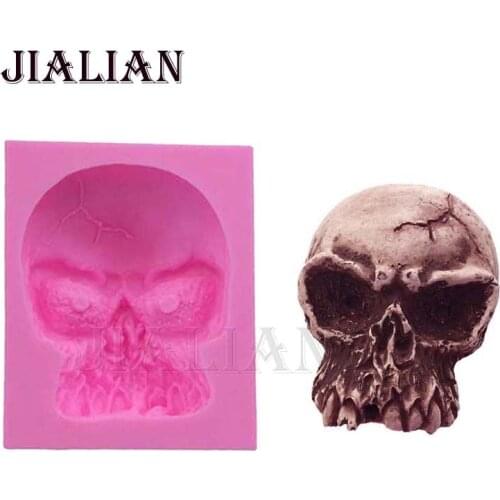 3D Halloween skull silicone mold soap cake chocolate Candle Moulds kitchen Baking cooking accessories T0787