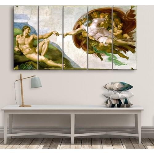 Creation of Adam Poster Sistine Chapel Ceiling of Michelangelo Print Canvas painting Wall Art Picture for Living Room home Decor