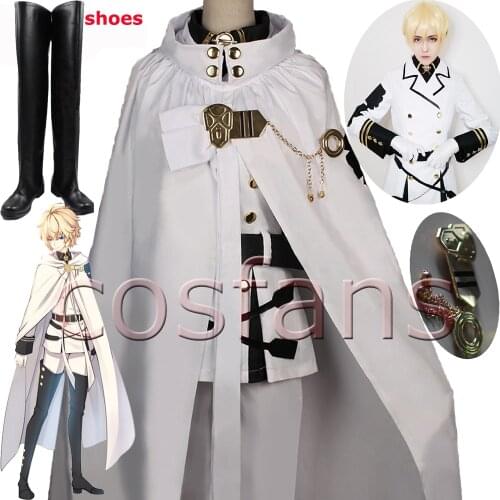 Anime Seraph Of The End Owari no Seraph Mikaela Hyakuya Uniforms Cosplay Costume with Wig Full Set Cloak Ball Party Uniform Suit