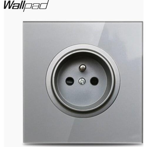 Wallpad L6 Grey Glass Single French Wall Power Socket Electric Outlet