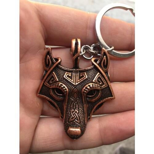Youe shone 5 Colors 1pcs Norse Vikings Keychain Norse Wolf Head Original Animal Wolf Head hange Key chain Jewelry
