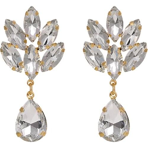 ZHINI New Long Metal Colorful Crystals Dangle Drop Earrings for Women Waterdrop Statement Indian Jewelry Wholesale 2020 brincos