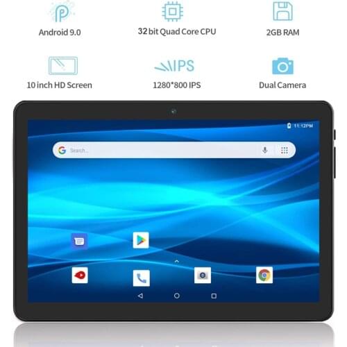 Super View 10 inch tablet Android 9.0 Pie 32GB eMMC Storage 1280x800 HD IPS 5.0MP Camera WiFi Bluetooth GPS Pad 3G Phone Call