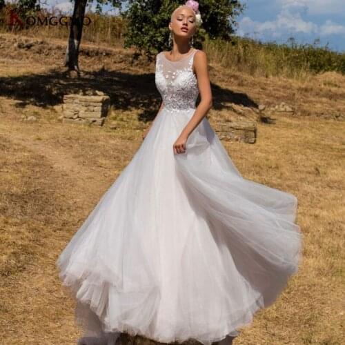 2021 New Arrival O-Neck Sleeveless Illusion Back Bridal Ball Gown Custom Made Court Train Embroidery Appliques Wedding Dress