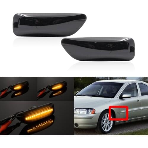 2x Smoked Dynamic Amber Turn Signal Blinker Indicator Led Side Marker Light For Volvo XC90 MK1 S80 MK1 XC70 V70 MK2 SW S60 MK1