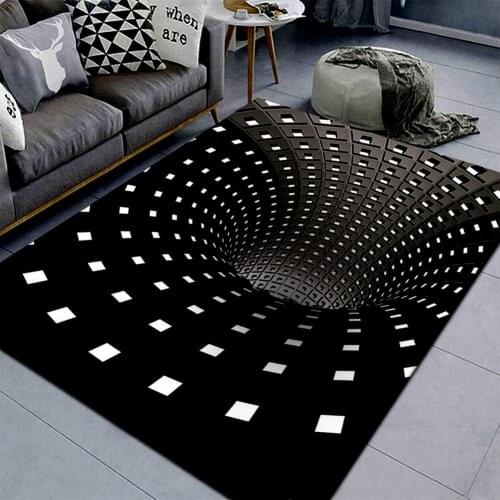 3D Carpet Luxury Carpet Floor Mat Illusion Mat Spiral Rectangle Carpet 3D Geometric Floor Pad For Living Room Bedroom Bathroom