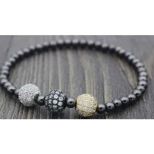 8mm ok64 gold silver ball bead micro pave cz zircon cubic zirconia Bracelet Chakra Macrame Charm Braided Copper Rope Bangles