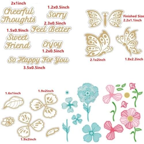 Butterfly Flower Sweet Friend Feel Better Words Hot Foil Plates for DIY Scrapbooking Embossing Cards Making Crafts dies New
