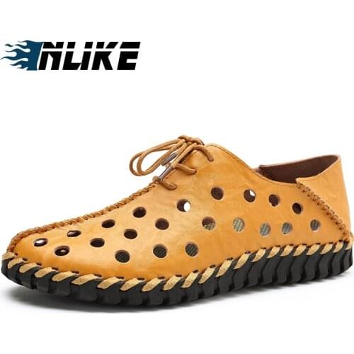 Inlike New Arrived Summer Cow Leather Sandals Men Shoes Quality Comfortable Men Sandals