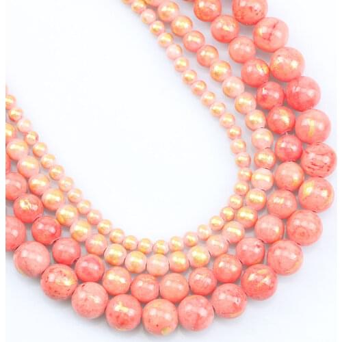 Natural Stone Beads Orange Gold Color Jades Round Loose Beads for Jewelry Making 4/6/8/10MM Diy Bracelet Necklace Jewellery 15