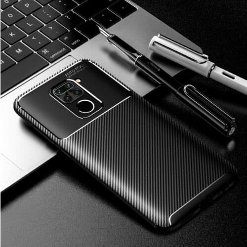 Redmi Note 9 Soft Silicone Carbon Fiber Phone Protection Back Cover Shockproof Case Redmi Note 9 6.53" Case