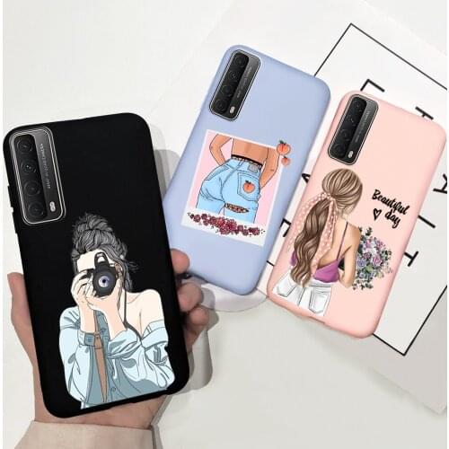Candy Silicone Case For Huawei P Smart 2021 Case Travel Girl Soft TPU Phone Back Cover For Huawei Y7A Coque Funda P Smart 2021