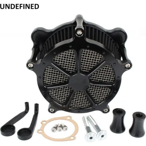 Black Motorcycle Air Filter Intake Venturi Cut Air Cleaner Kits For Harley Touring Dyna Twin Cam Road King Street Glide Softail