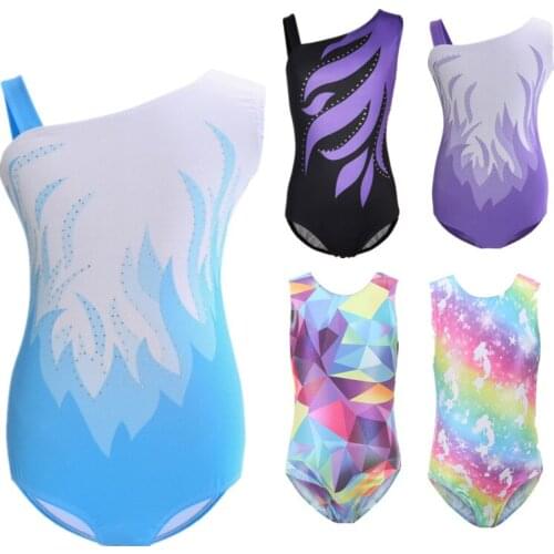 Kids Girls Sleeveless Gymnastics Wear Ballet Dance Unitard Dancewear Leotards Breathable Comfortable 5-14Y