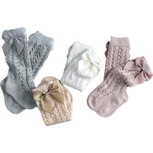 Children Socks For Girls Knitted Cotton Long Tube Socks Knee High Toddler Princess Socks Baby Summer Hollow Out Infant Socks