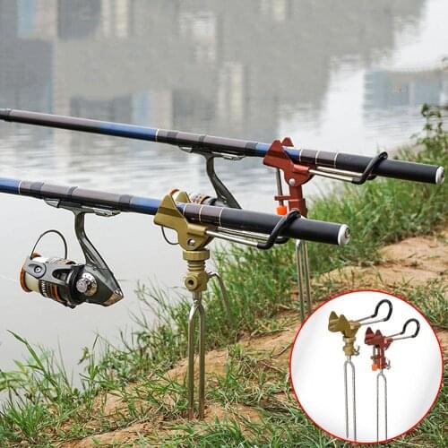Fishing Rod Holder Stainless Steel Fishing Rod Tackle Metal Holder Adjustable Handle Support Stand Fishing Rod Accessories