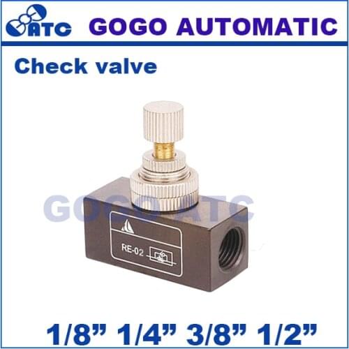 GOGO Pneumatic flow control valve RE-01/02/03/04 thread 1/8 1/4 3/8 1/2 inch BSP air check valve