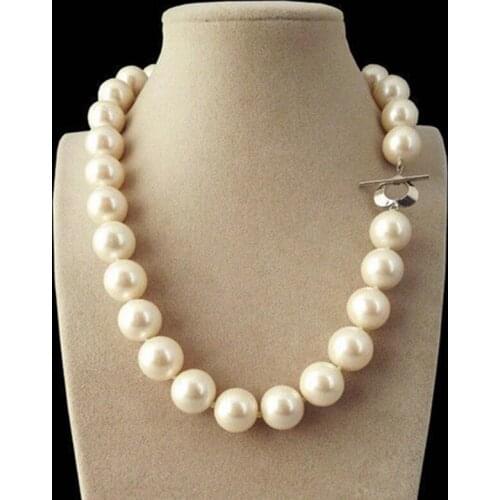 Hot sale new Style Genuine Natural 14mm White South Sea Shell Pearl Round Beads Necklace 18'' New jewelry