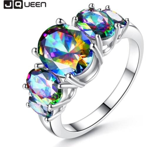 JQUEEN Zircon Rings For Women Silver Color Fashion Wedding Engagement Ring Bague Femme Jewelry 5-9