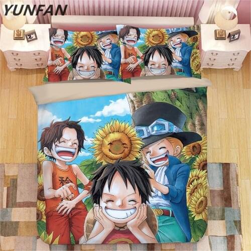 3D Anime One Piece Duvet Cover Sets kids Bedding Set Comforter cover Pillowcase single double queen king cartoon quilt cover set