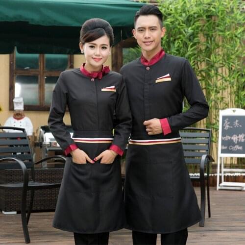 Uniform Costumes Stylish Coffee Bakery Uniform Coats for Womens Hotel Catering Red Black Purple Blue Waiters Free Shipping