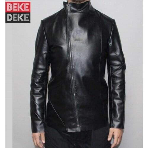 100% Real Leather Horsehide Jacket Men Slim Fit Stand Collar Outerwear Top Quality Designer Punk Casual Coat Plus Size 5XL