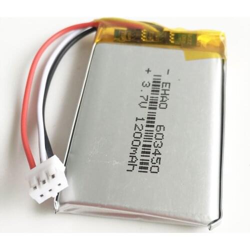 3.7V 1200mAh Lithium Polymer LiPo Rechargeable Battery with JST PH 2.0mm 3pin connector For PAD camera GPS Speaker laptop 603450