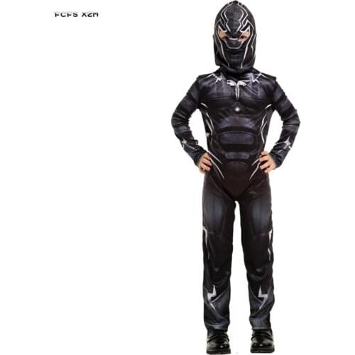 Boys Black panther Cosplay for Kids Children Halloween Super hero Costume Carnival Purim parade Stage show Role Play party dress