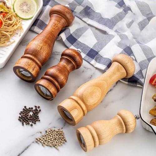 Pepper Grinder Wooden Adjustable Large Capacity Manual Spice Grinder Handheld Seasoning Mills Grinder Pepper Mill BBQ Tools Set