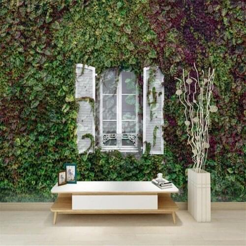 Milofi custom 3D wallpaper vine pastoral window garden fresh living room bedroom background wall decoration wallpaper mural
