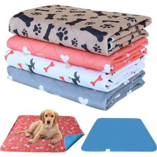 Reusable Pet Urine Pad Washable Dog Cat Diaper Mat 3 Layer Absorbent Dogs Diapers Pads Bone Paw Print For Sofa Bed Floor