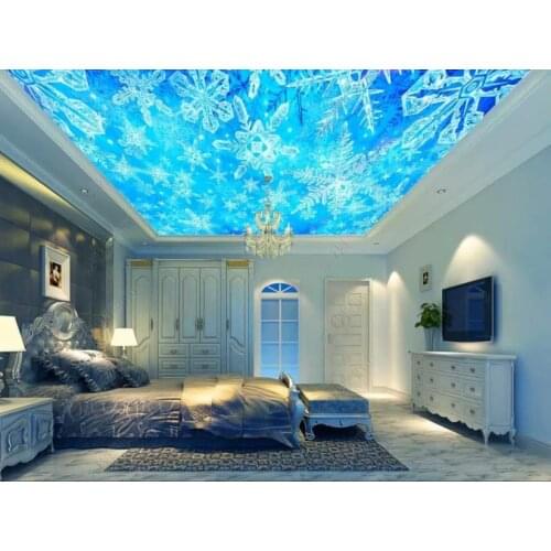 Custom Large Ceiling Mural Wallpaper 3D Fantasy Sky Crystal Snowflake Photo Living room bedroom Mural Ceiling Wallpapers