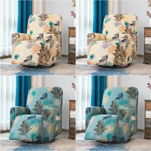 Natural Leaf Stretch Recliner Cover Chair Living Room Elastic Recliner Chair Slipcover with Pocket Armchair Couch Case Protector