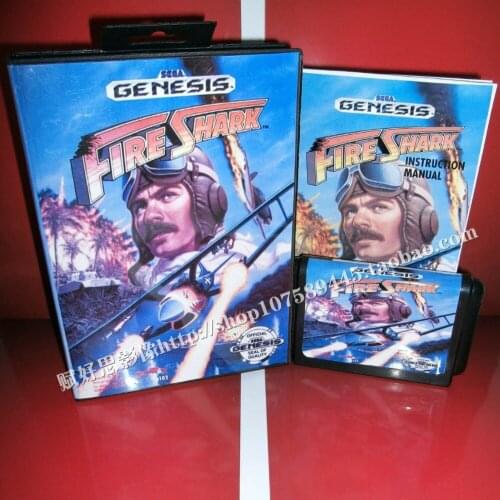 New Arrival Sega MD game - Fire Shark with Box and Manual for 16 bit Sega MD game Cartridge Megadrive Genesis system