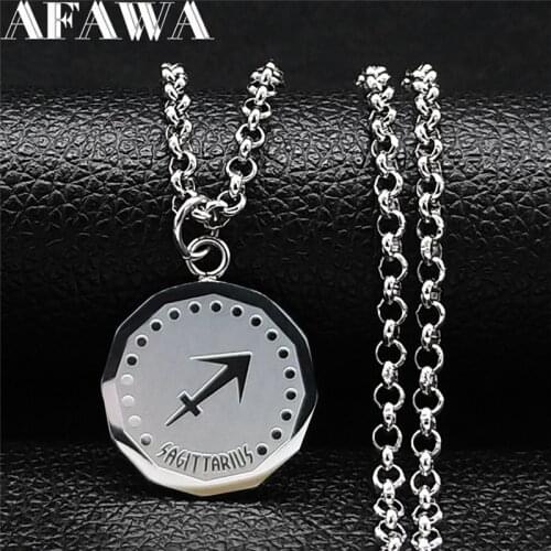Stainless Steel Astrology Sagittarius Necklace Charms Women/Men Silver Color Initial Necklace Jewelry acciaio inox NXS02