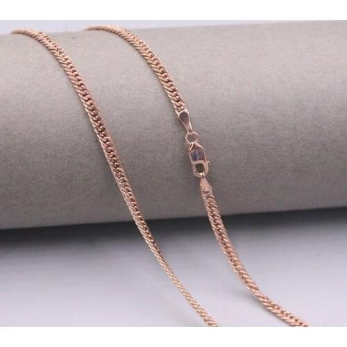 Au750 Real 18K Rose Gold Chain Neckalce For Women Female 2.5mm Shiny Curb Gold Necklace 18'L Gift
