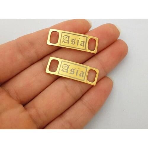 Personalized Name Shoe Tag Stainless Steel Bar Charm Pendant Custom Engraved Nameplate Buckie Women Men Shoe-buckle Shoe Jewelry