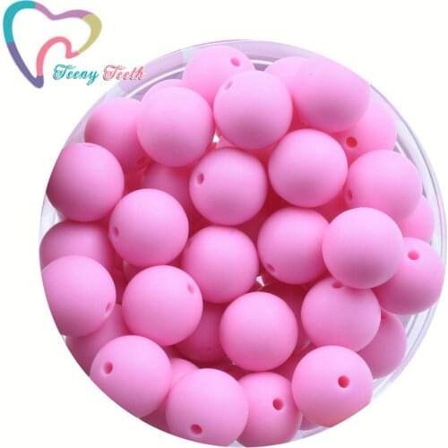 Teeny Teeth 10 PCS Pink Silicone 9-15 MM Eco-friendly Sensory Teething Necklace Food Grade DIY Jewelry Baby Teethers Round Beads