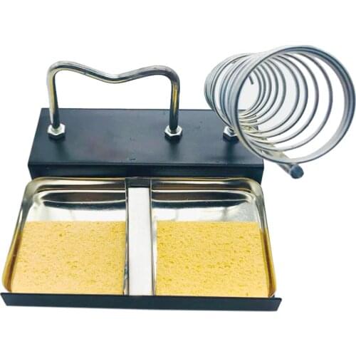 Double Metal Base Soldering Iron Gun Holder Stand Mount Support Station Sponge Cast Iron 11.7 x 9.5 x 2cm